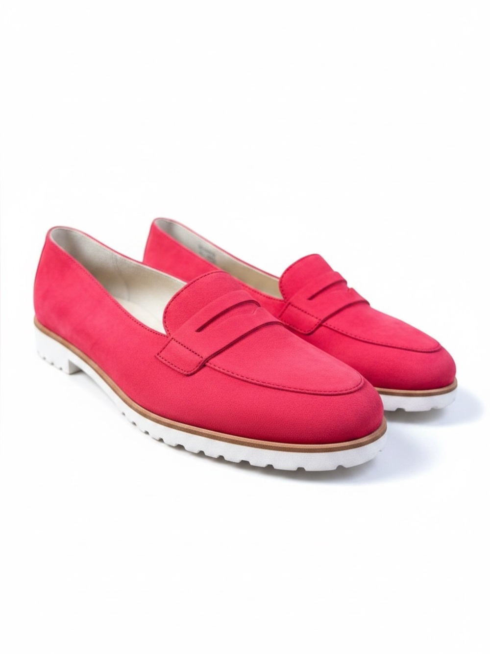 Paul Green Carmela red nubuck leather penny loafers shoes